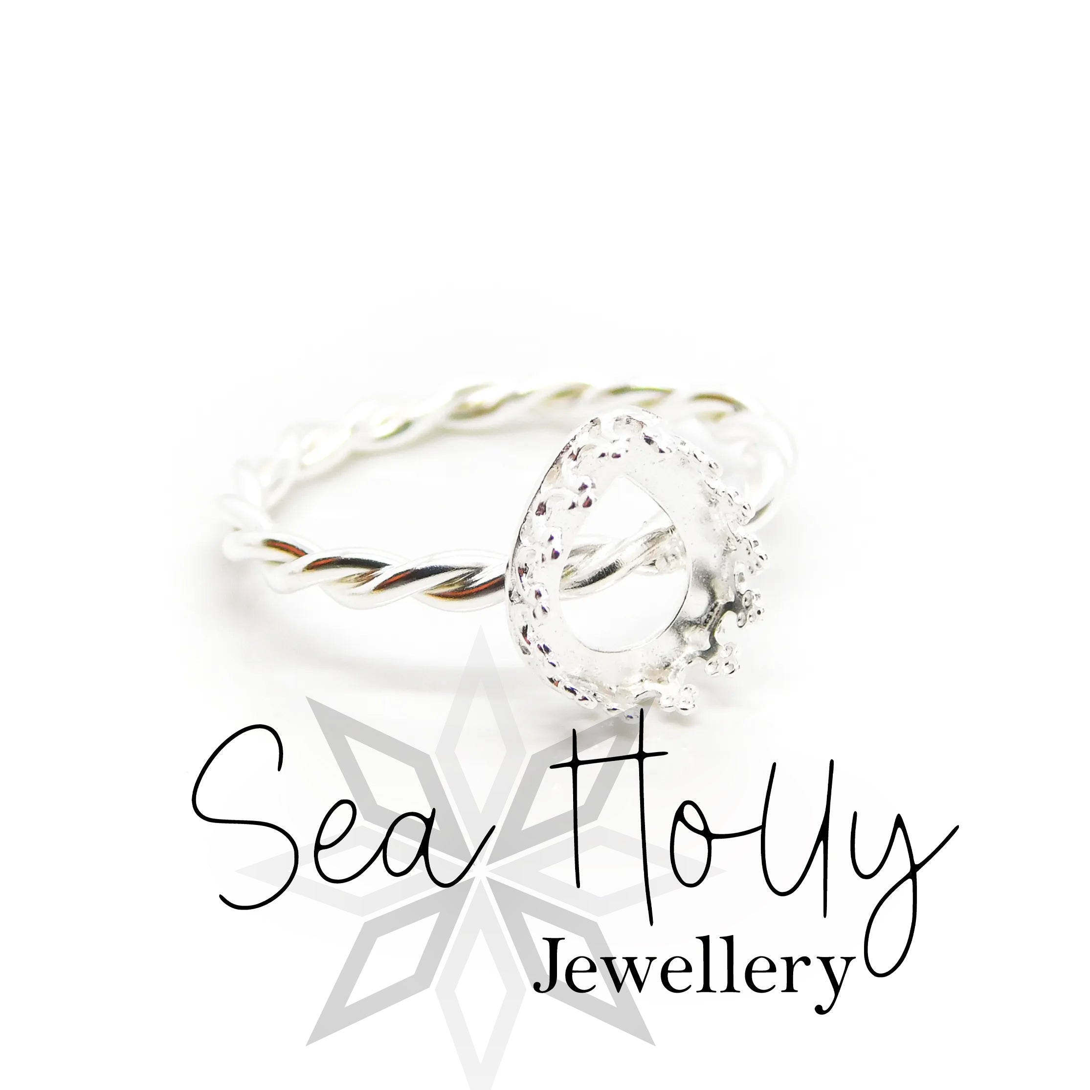 Crown Teardrop 10x8mm Silver Ring - Ashes, Hair - Memorial Ring